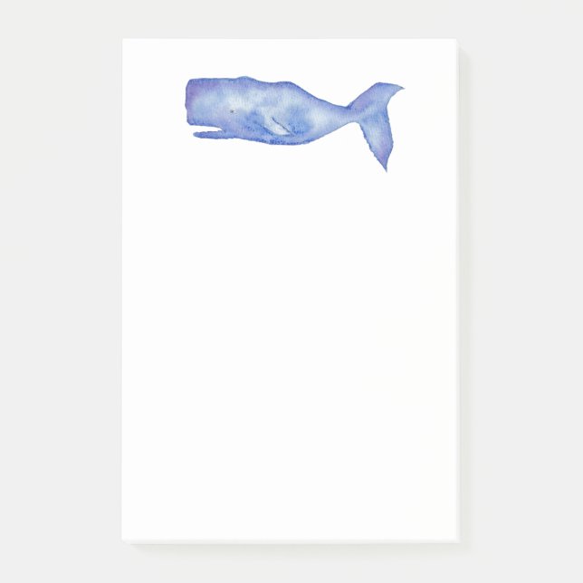 Watercolor Whale Post-it Klebezettel (Vorderseite)