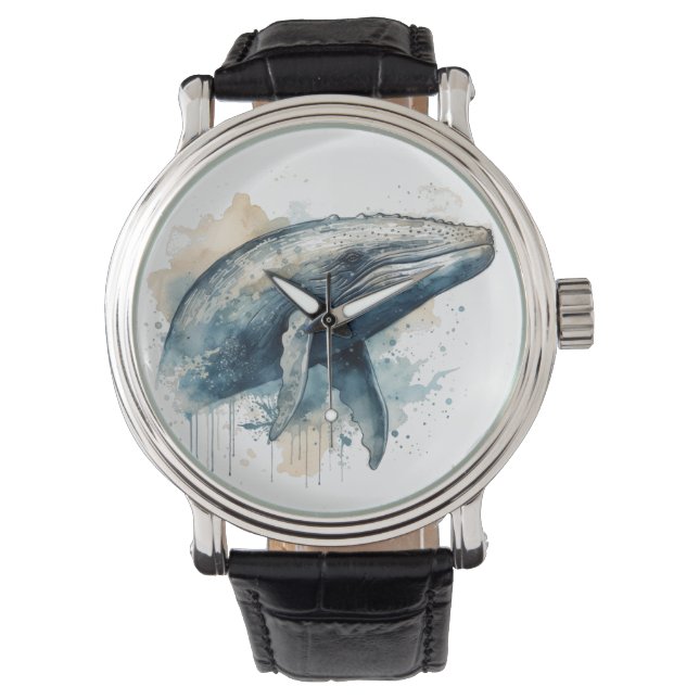 Watercolor Whale Wonder Armbanduhr (Vorderseite)