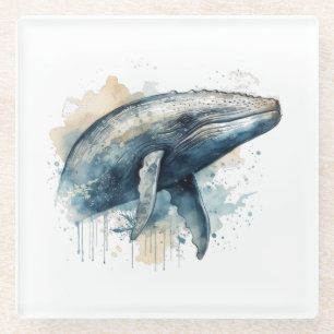 Watercolor Whale Wonder Glasuntersetzer