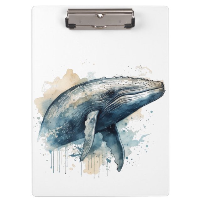Watercolor Whale Wonder Klemmbrett (Vorderseite)