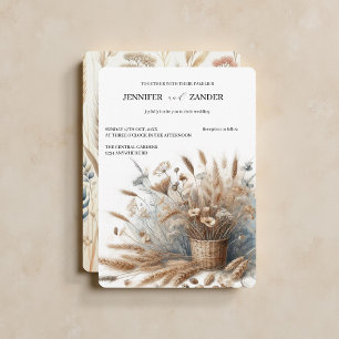 Watercolor Wheat Elegante Rustikale Hochzeit im He Einladung