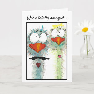 Watercolor Whimsical Birds Birthday Card Karte