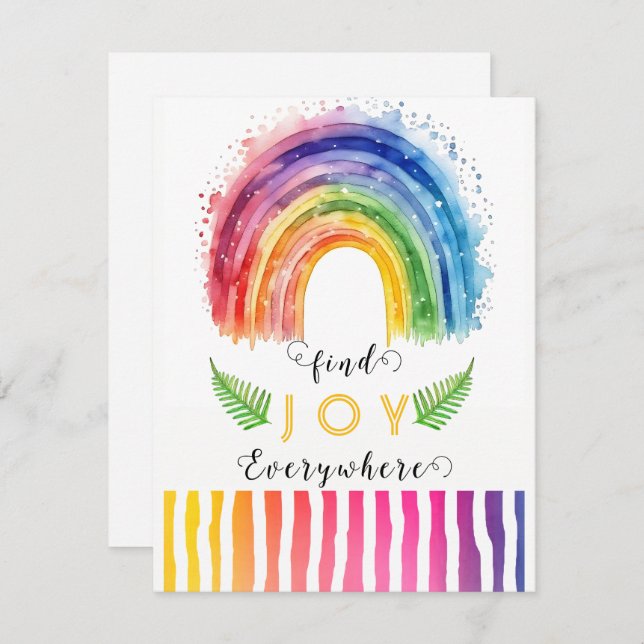 Watercolor Whimsical Boho Rainbow Grußkarte Einladung (Vorne/Hinten)