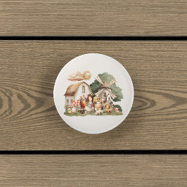 Watercolor Whimsical Farm Animals Keramikknauf