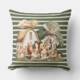 Watercolor Whimsical Farm Animals Kissen