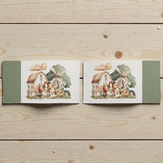 Watercolor Whimsical Farm Animals Kissenbezug (Von Creator hochgeladen)