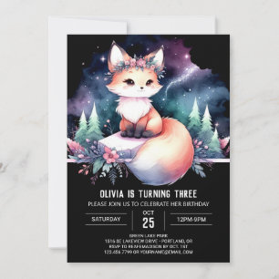 Watercolor Whimsical Fox Geburtstag digital Einladung