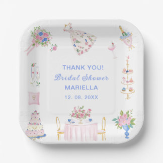    Watercolor whimsical hand drawn bridal shower Pappteller