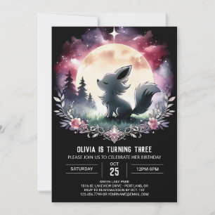Watercolor Whimsical Wolf Geburtstag Einladung