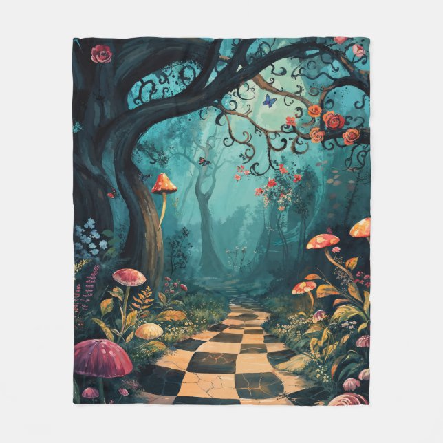 Watercolor Whimsical Wonderland Path Fleecedecke (Vorderseite)