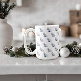 Watercolor White Arctic Fox Weihnachtsmuster Kaffeetasse