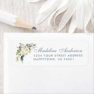 Watercolor White Floral Dusty Blue Wedding