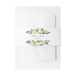 Watercolor White Floral Frame Wedding Einladungsbanderole