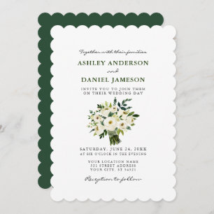 Watercolor White Floral Wedding Greenery S Einladung