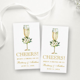 Watercolor White Floral Wedk Drink Karte