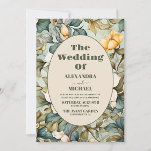 Watercolor White Lily Art Nouveau Hochzeit Einladung