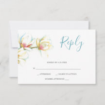 Watercolor White Magnolia Blume Antwort RSVP Karte
