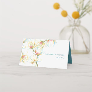 Watercolor White Magnolia Wedding Platzkarte