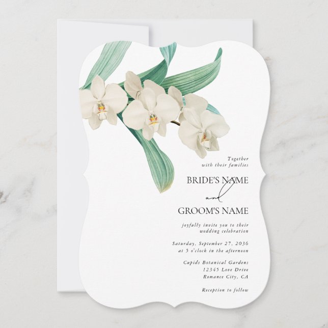 Watercolor White Orchids Floral Wedding Einladung (Vorderseite)