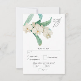 Watercolor White Orchids Floral Wedding RSVP Karte