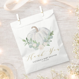 Watercolor White Pumpkin Autumn Baby Dusche Geschenktütchen