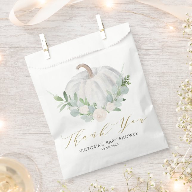 Watercolor White Pumpkin Autumn Baby Dusche Geschenktütchen (Ausgeschnitten)