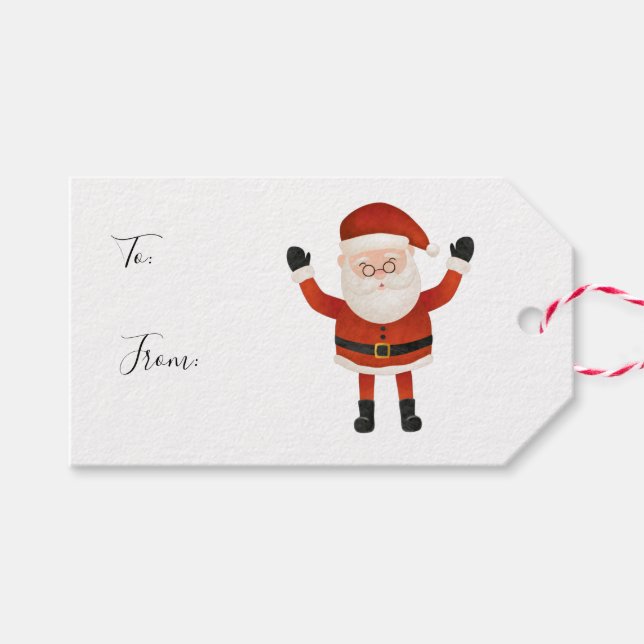 Watercolor White Red Weihnachtsgeschenk Geschenkanhänger (Vorderseite (Horizontal))