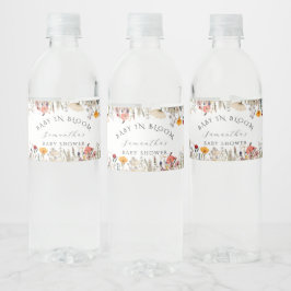 Watercolor White Wildflower Bloom Baby In Bloom Wasserflaschenetikett