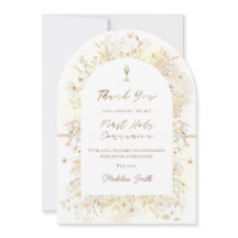 watercolor white yellow flowers thank you card