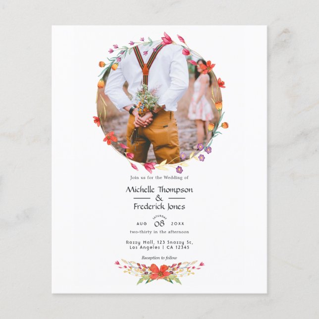 Watercolor Wild Blume Wedding Foto Wedding Foto Flyer (Vorne)