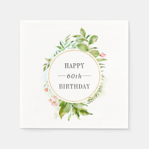 Watercolor Wild Green Foliage Custom Text Geburtst Serviette