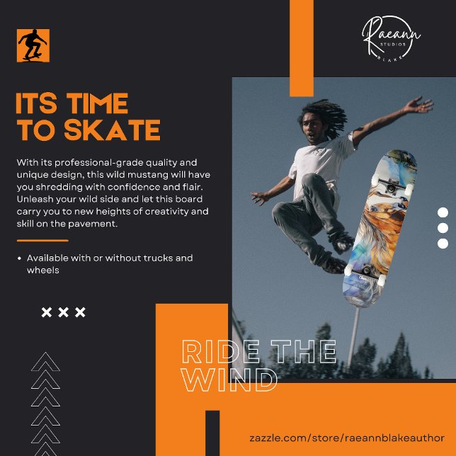 Watercolor Wild Mustang Skateboard (Von Creator hochgeladen)