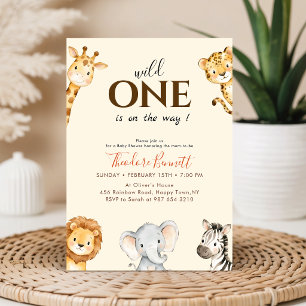 Watercolor Wild One Safari-Baby-Party Einladung