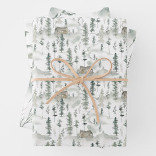 Watercolor Wild Pine Pattern Geschenkpapier Set