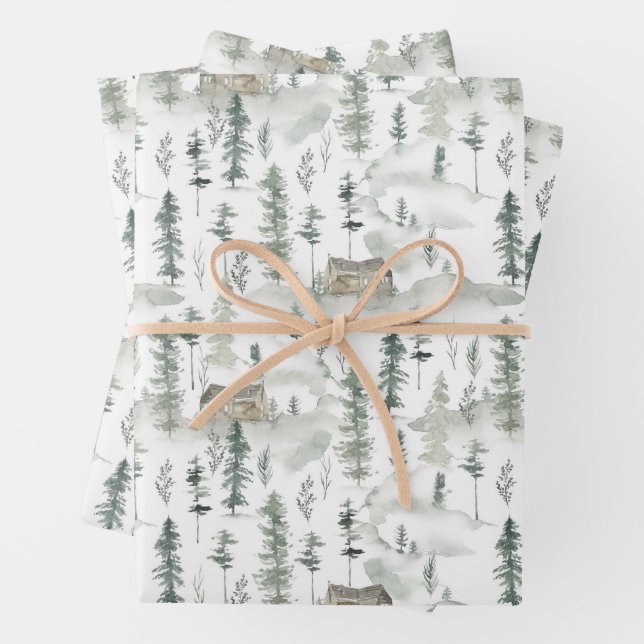 Watercolor Wild Pine Pattern Geschenkpapier Set (Beispiel)