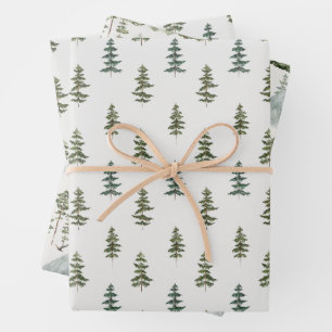 Watercolor Wild Pine Pattern Geschenkpapier Set