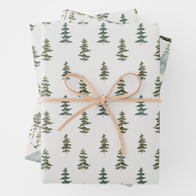 Watercolor Wild Pine Pattern Geschenkpapier Set (Beispiel)