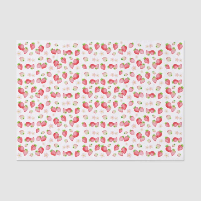 Watercolor Wild Strawberry Birthday Seidenpapier (Vorderseite)