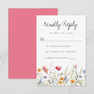 Watercolor-Wildblume-Hochzeitkarte für RSVP Karte