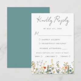 Watercolor-Wildblume-Hochzeitkarte für RSVP Karte
