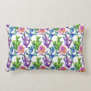 Watercolor-Wildblume-Kaktus-Muster Lendenkissen