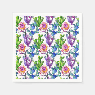Watercolor-Wildblume-Kaktus-Muster Serviette