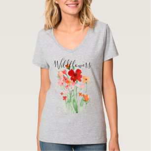 Watercolor-Wildblumen auf T - Shirt