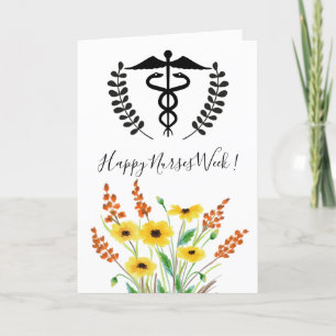 Watercolor-Wildblumen Frohe Pflegerwoche Karte
