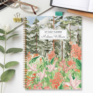 Watercolor-Wildblumen-Wiese-Blumen-Tagesplaner Notizbuch