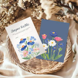 Watercolor Wildflower Baby Shower Diaper Raffle Begleitkarte