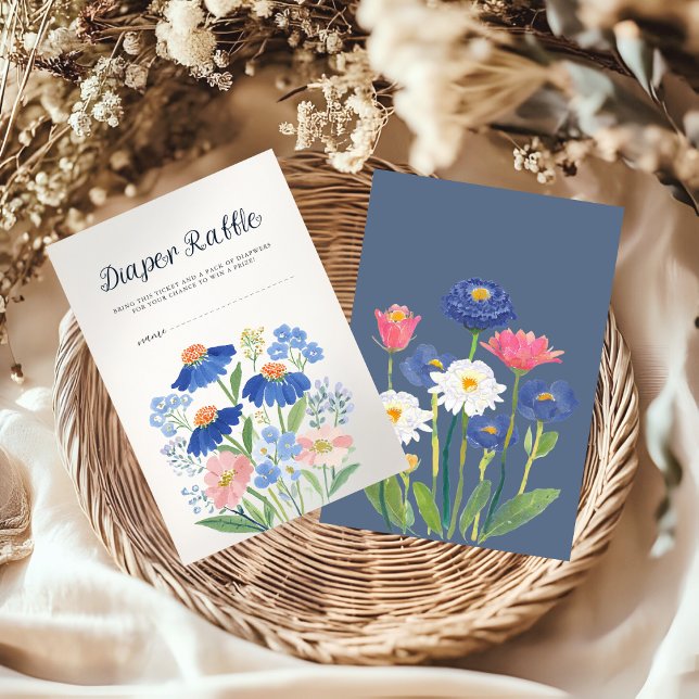 Watercolor Wildflower Baby Shower Diaper Raffle Begleitkarte (Von Creator hochgeladen)