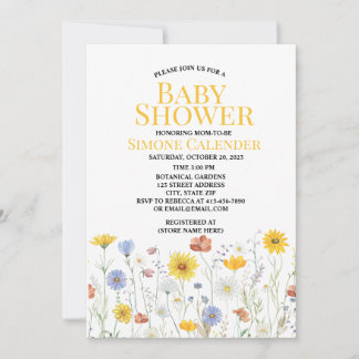 watercolor wildflower baby shower invitation einladung