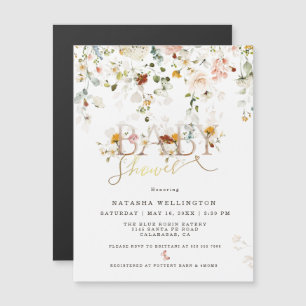 Watercolor-Wildflower-Baby-Shower-Magnetkarte Magnetkarte