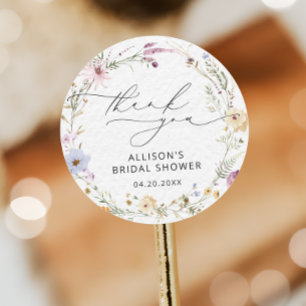 Watercolor-Wildflower-Blumen-Brautparty Runder Aufkleber